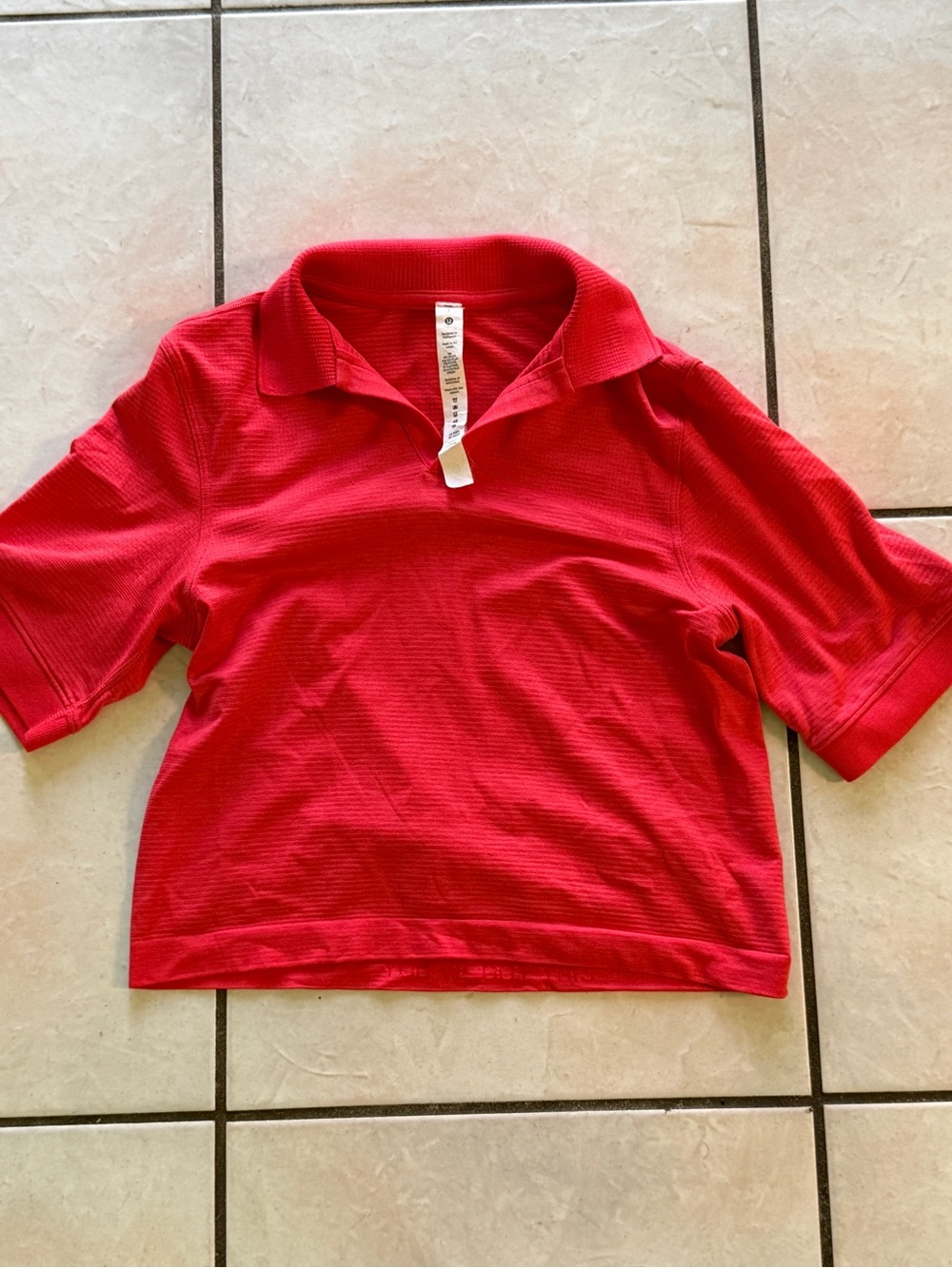 Lululemon Cropped Short-Sleeve Red Polo Top